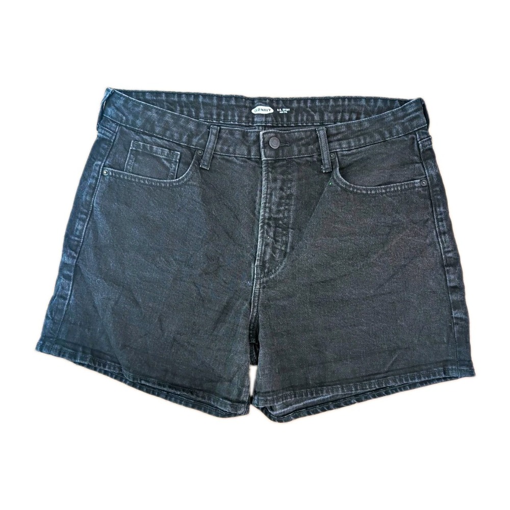 Old Navy OG High Rise Denim Shorts Size 16 Washed Black Charcoal Y2K Distressed